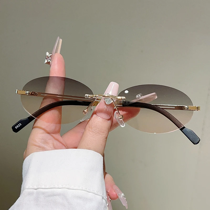 Sunglasses Uv400 - Occhiali da sole ovali senza montatura,