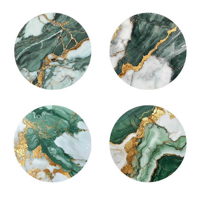Marble Coaster Set - 4 sottobicchieri stampati con motivo marmorizzato,